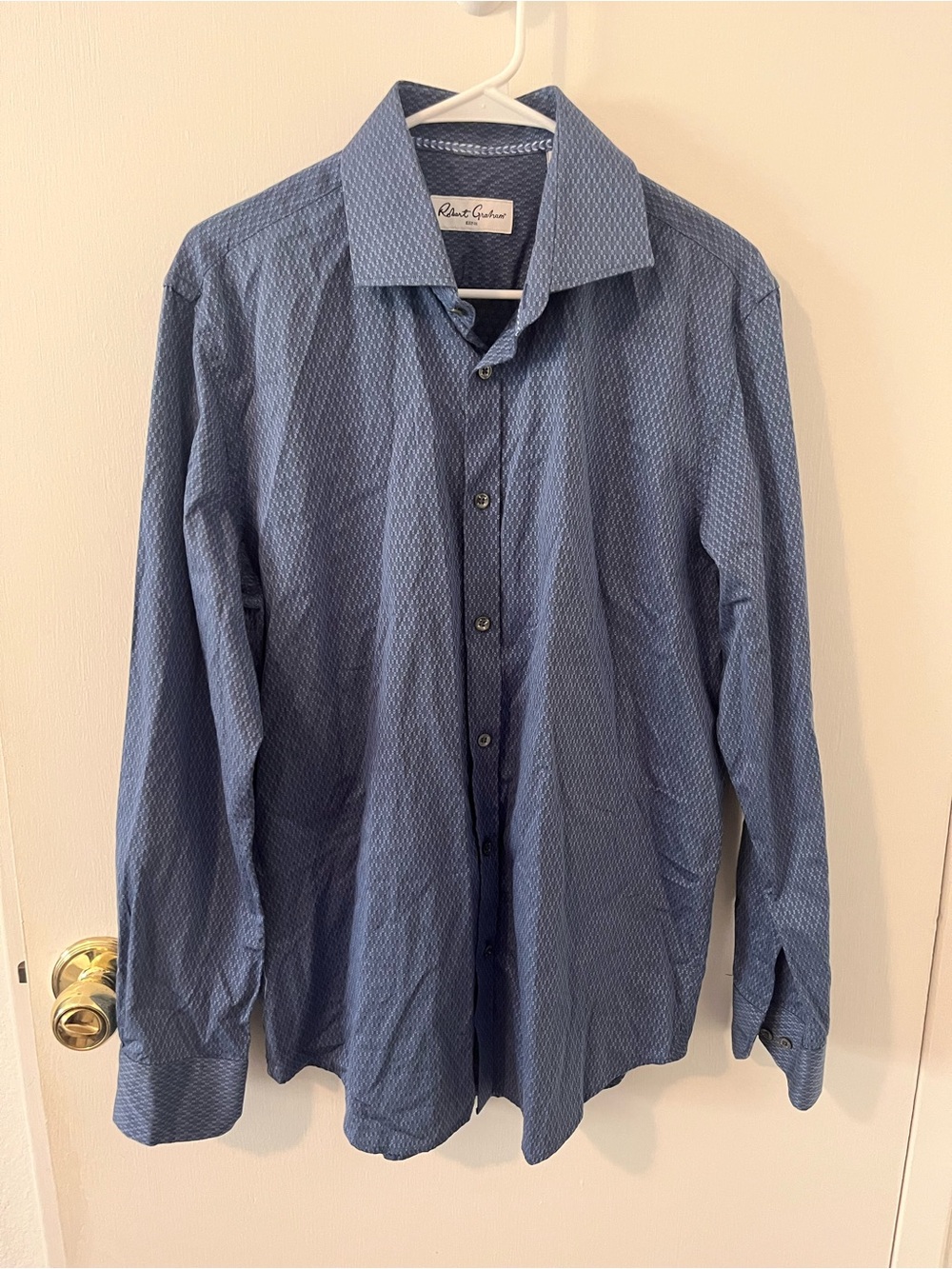 Robert Graham Men’s Embroidered Blue Button Down Dress Shirt Size 42 16.5
